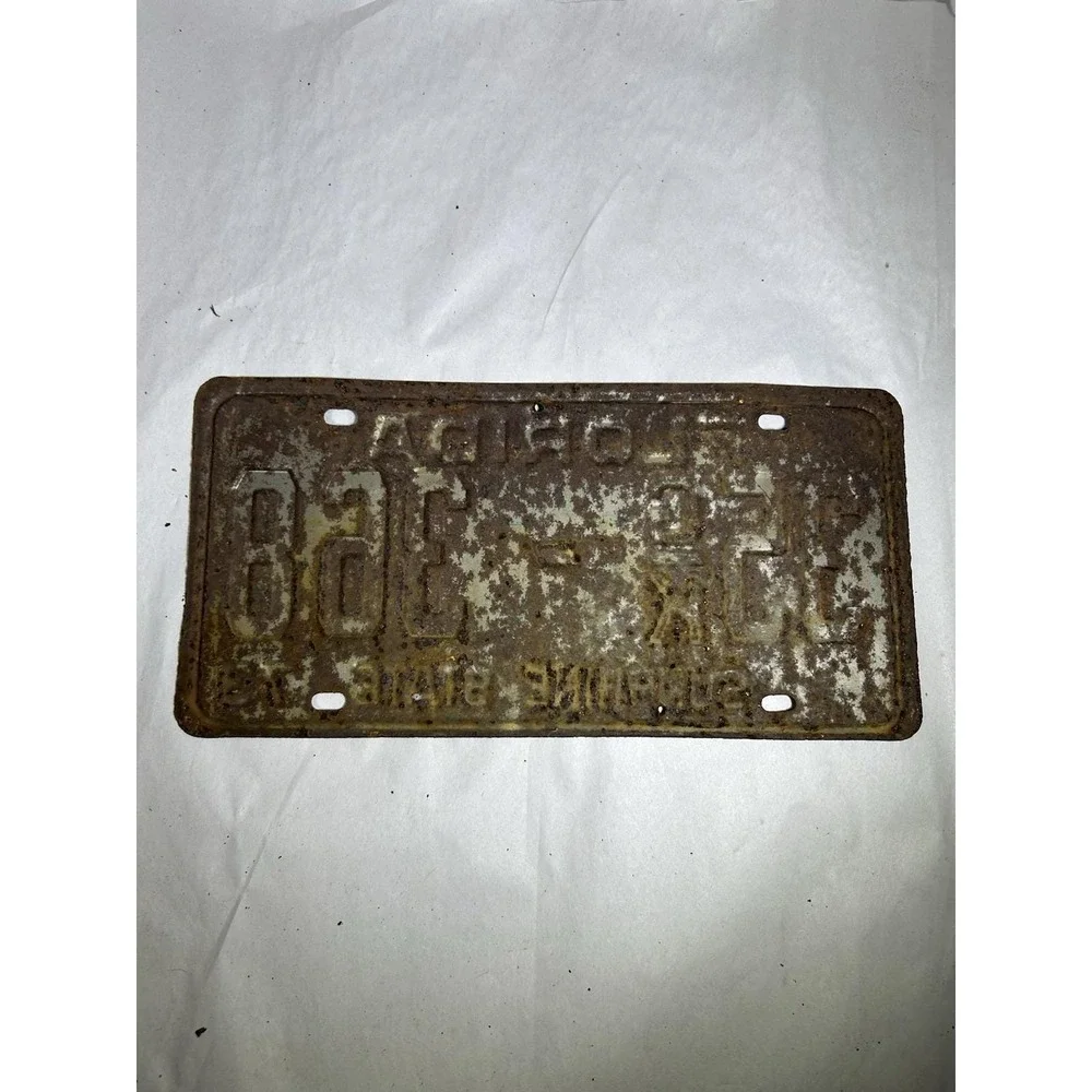 Vintage 1973 Florida Sunshine State License Plate Tag 35GK 368 Gas Oil